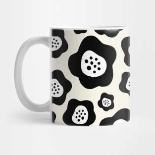 Funky Floral Pattern II in Ivory and Black Mug